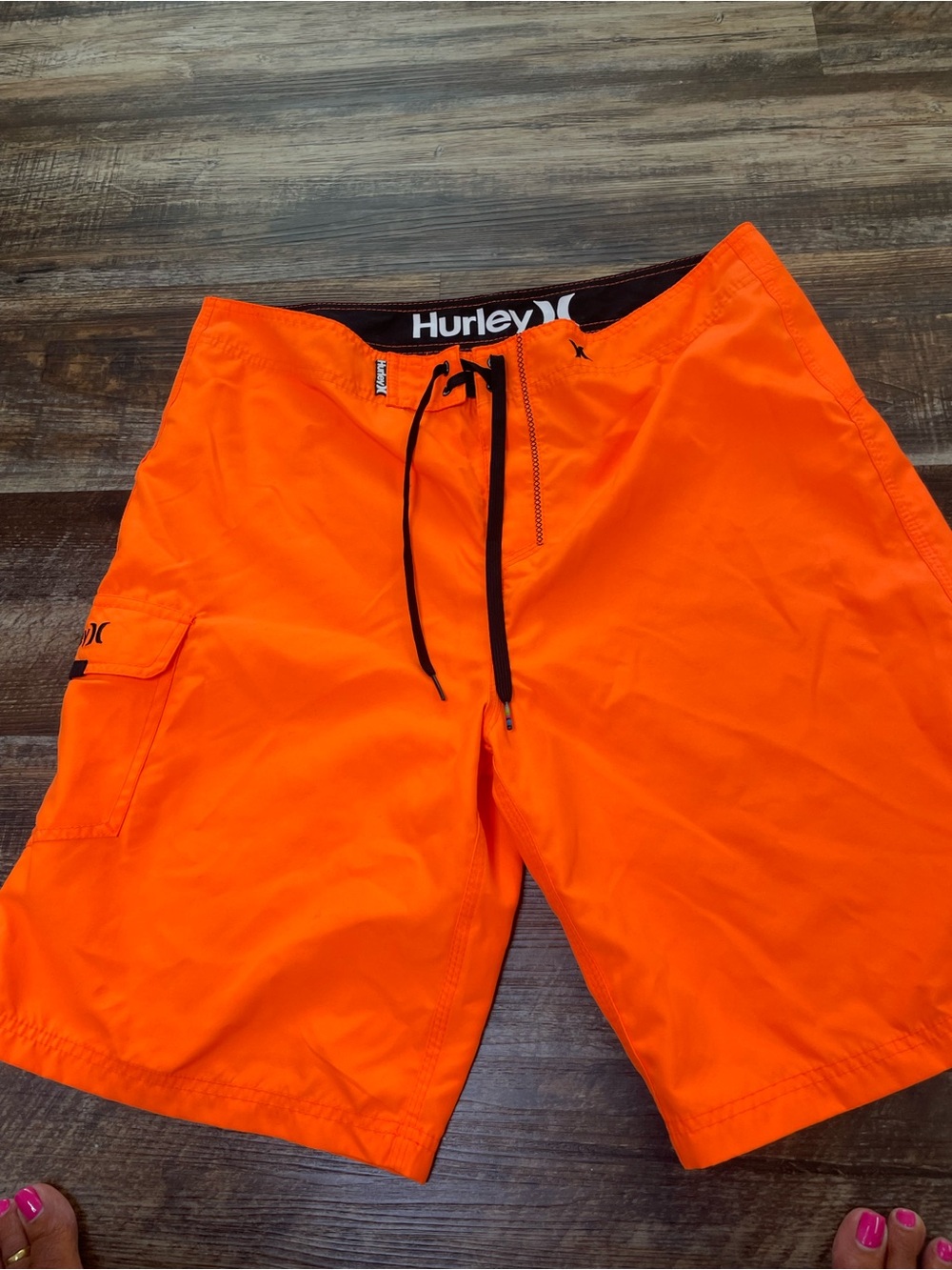 Hurley Bright Orange Men's Boardshorts with Black Drawcord size 36 men’s